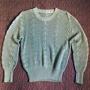 Mint Green/Tiffany Blue Cable Knit Sweater